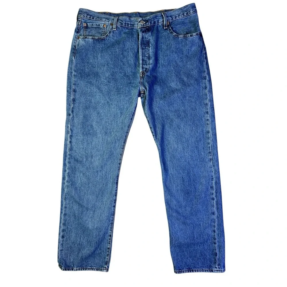 Levi's 501 Button Fly Blue Denim Straight Leg Jeans Men's 40x32